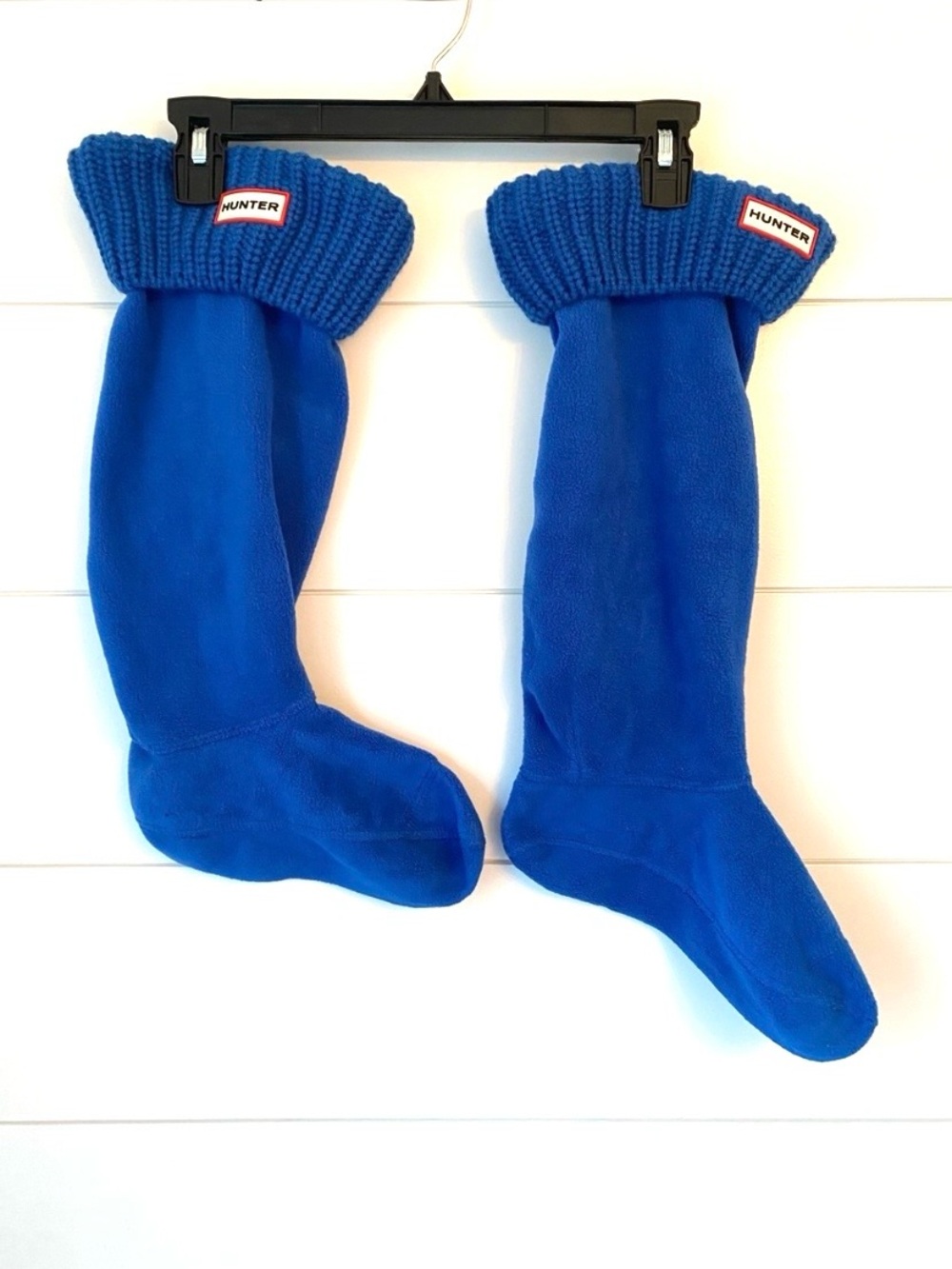 Hunter Tall Blue Boot Socks with Ribbed Cuff (size LARGE)